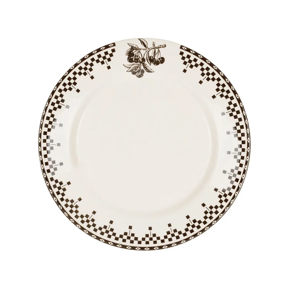 Assiette à dessert en faïence anthracite d22.5cm - Damier