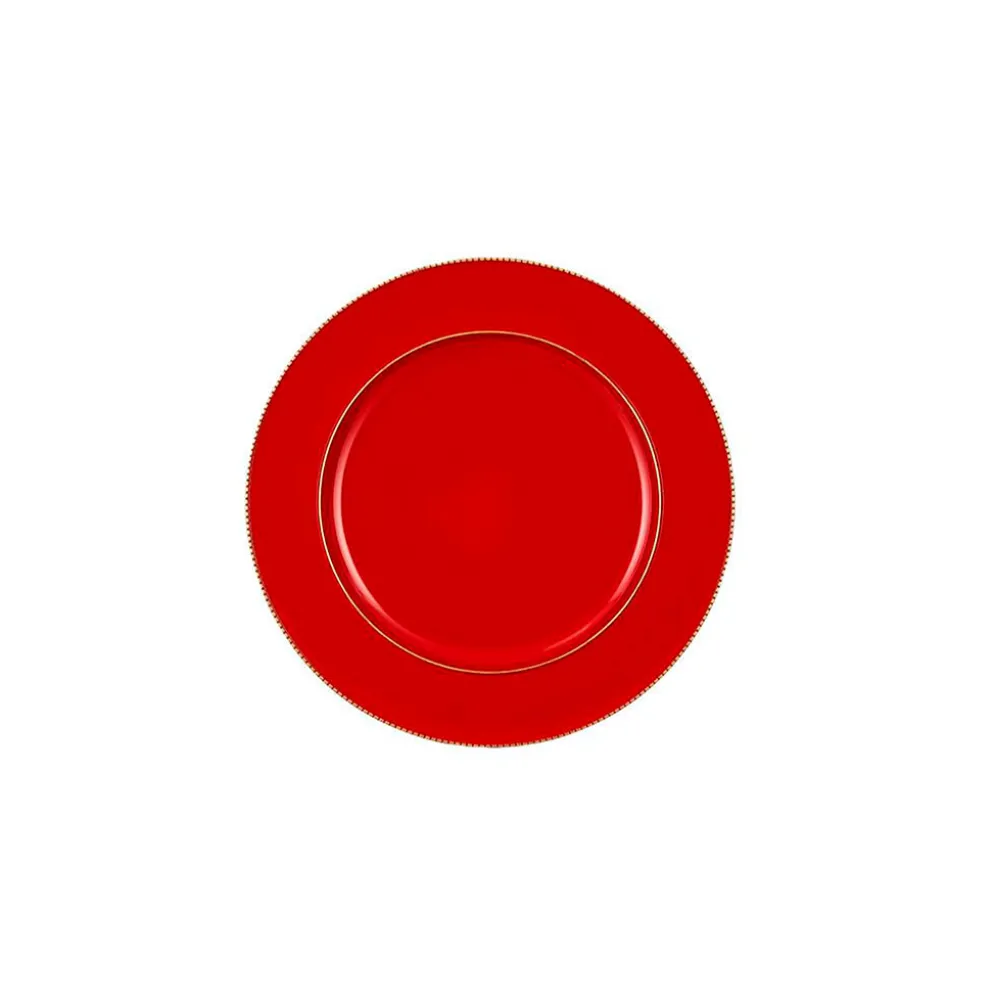 Assiette décorative rouge et or d33cm - Mila
