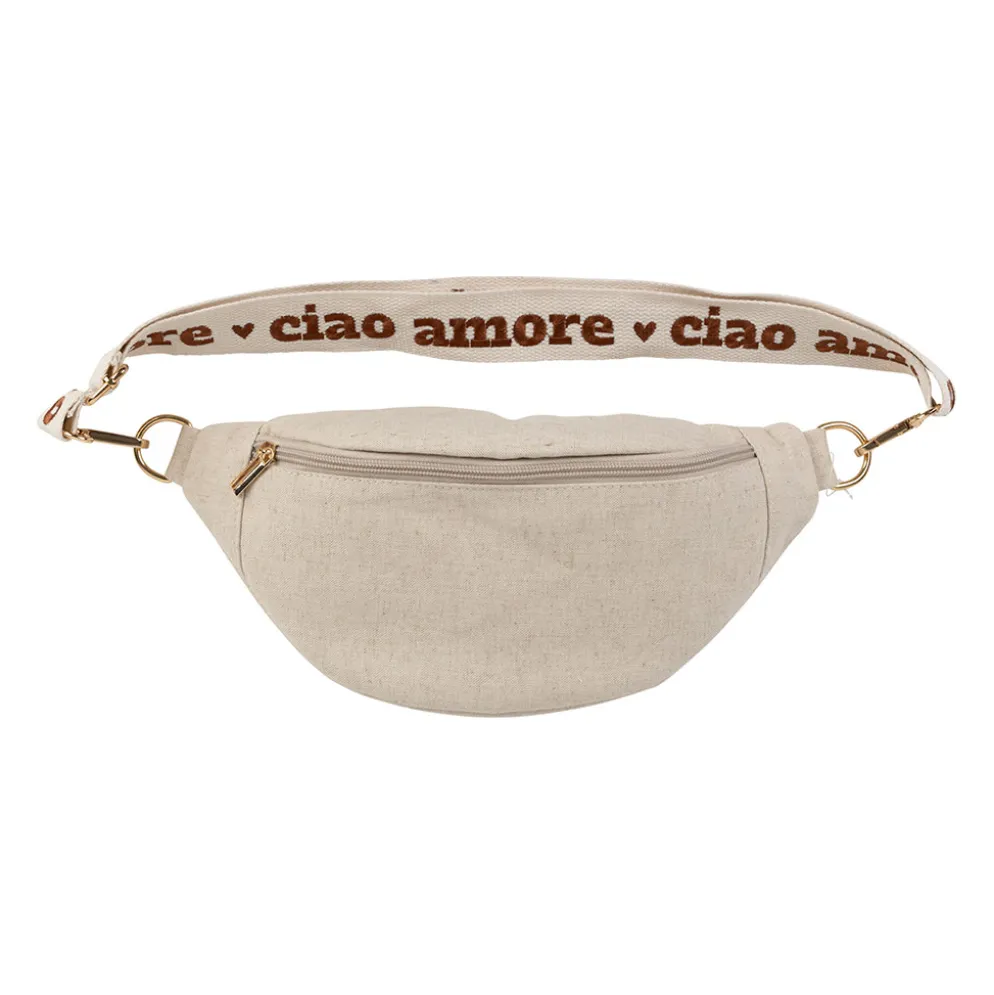 Banane en lin et coton écru et terracotta avec bandoulière amovible - Bananez