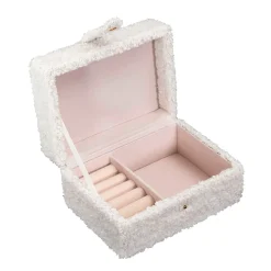 Boite a bijoux bouclette creme 11x15xh8cm