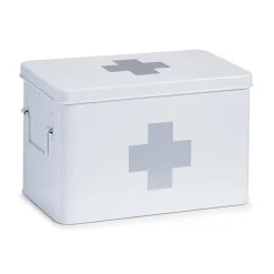 Boîte à pharmacie en métal blanc