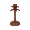 Bougeoir palmier en aluminium terracotta h19cm - Tropic Etoil