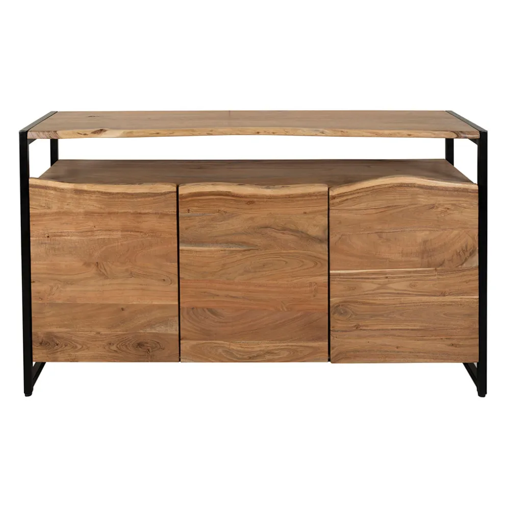 Buffet 3 portes en acacia et pieds en fer noir - Brooklyn
