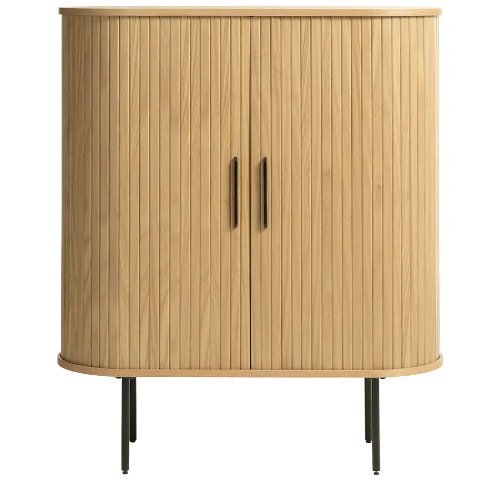 Buffet placage chêne naturel 3 étagères h118cm - nola