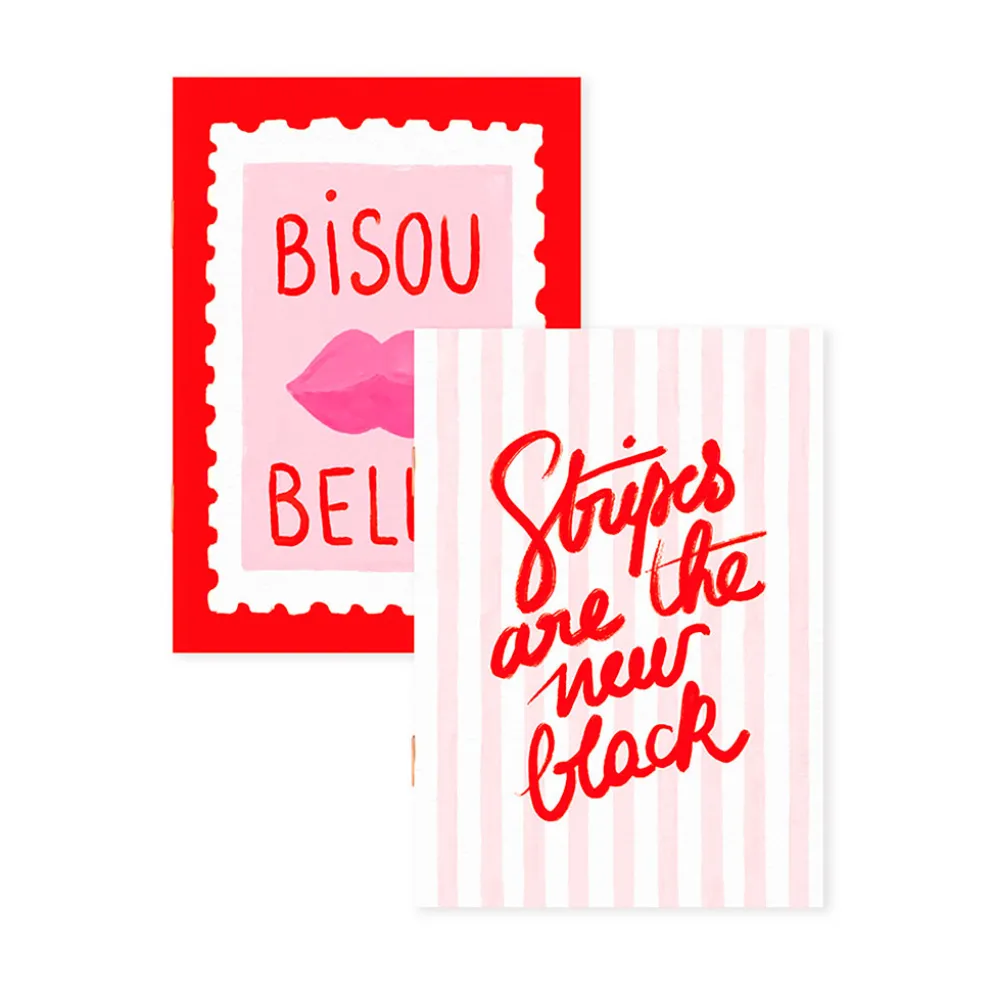 Carnets de poche A6 x2 rose et rouge 36 pages