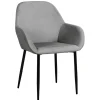 Chaise avec accoudoirs en velours côtelé gris - Julia