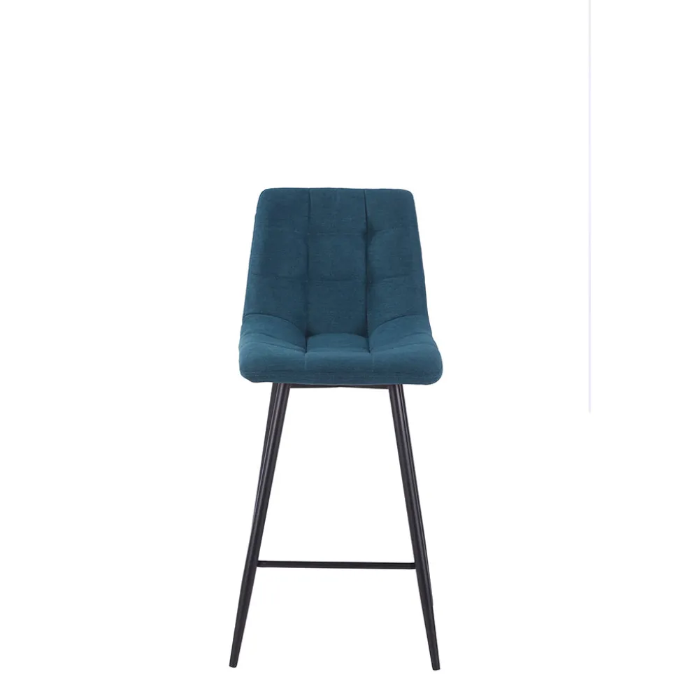 Chaise de bar en tissu matelassé bleu pétrole - Lilly