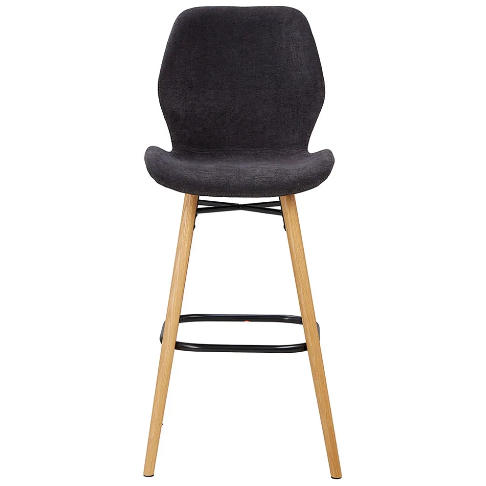 Chaise de bar en tissu soft touch noir h65cm - Keri