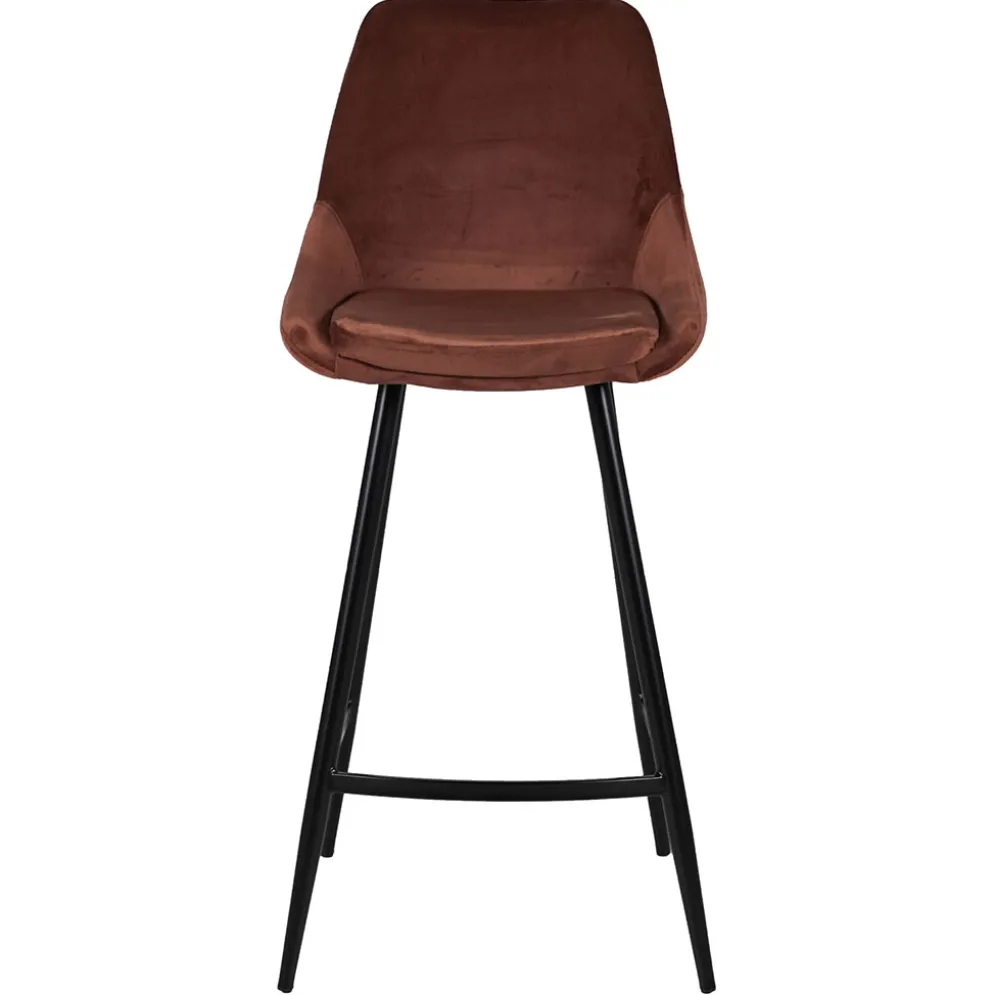 Chaise de bar en velours marron h67cm - Ben