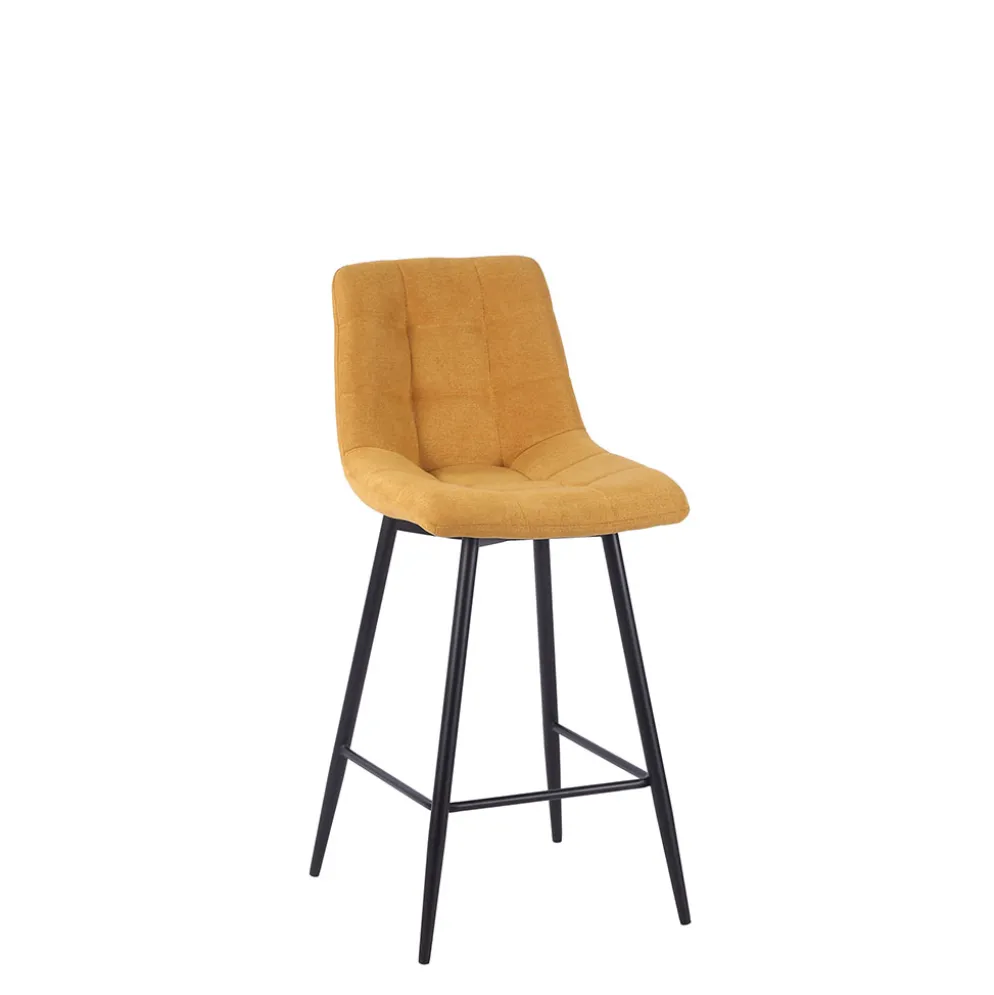 Chaise de bar tissu matelassé moutarde - Lilly