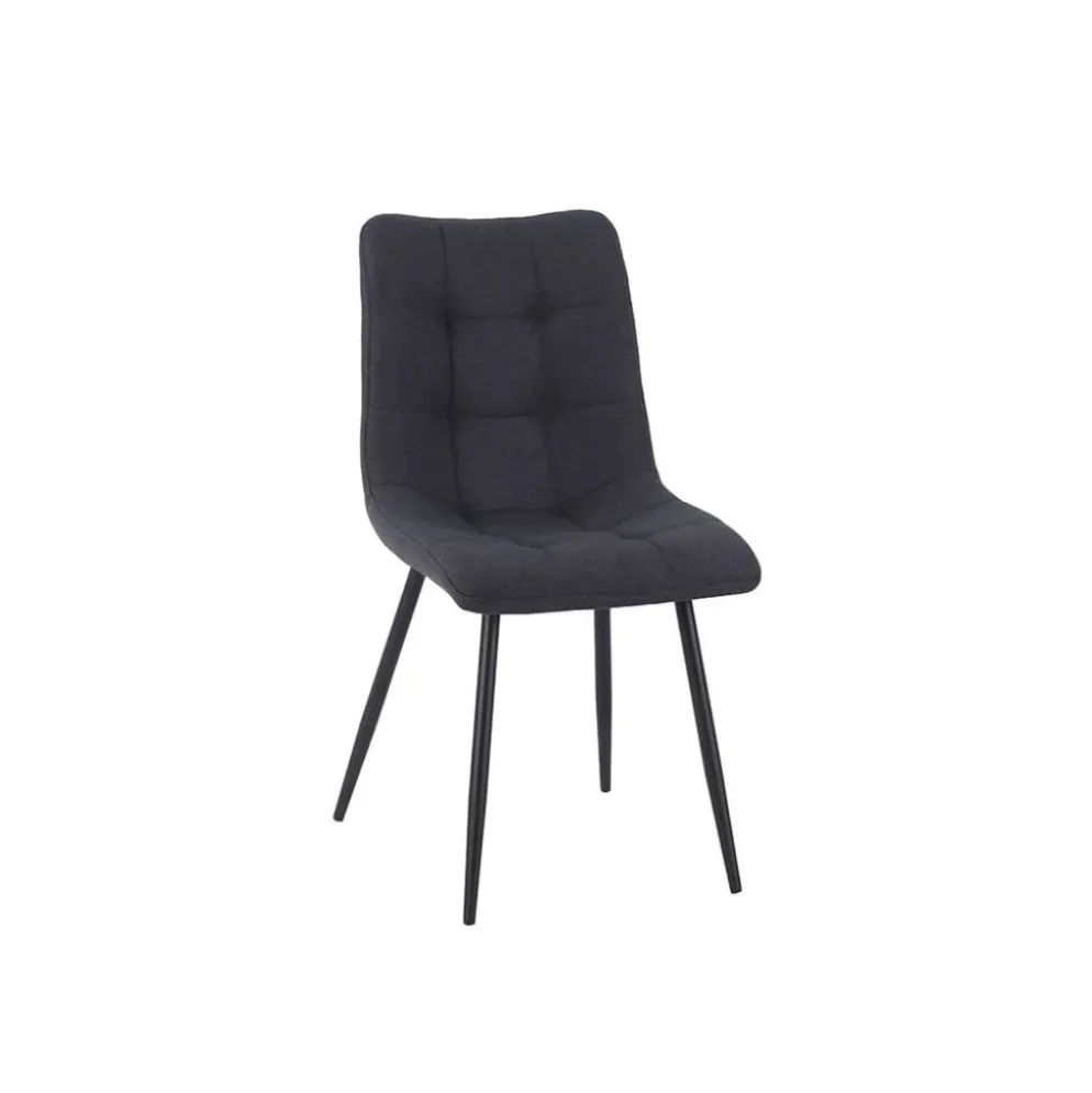 Chaise de salle a manger en tissu matelassé anthracite - Lilly