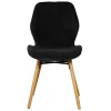 Chaise salle à manger en tissu soft touch noir - Keri