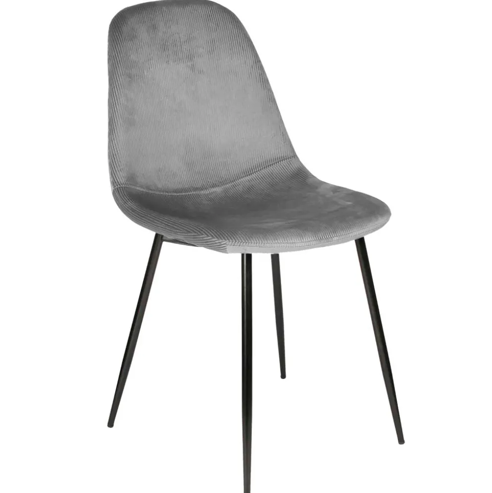 Chaise salle à manger en velours cotelé gris - Julia