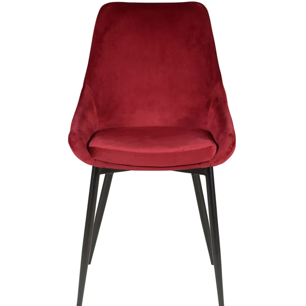 Chaise salle à manger en velours rouge - Ben