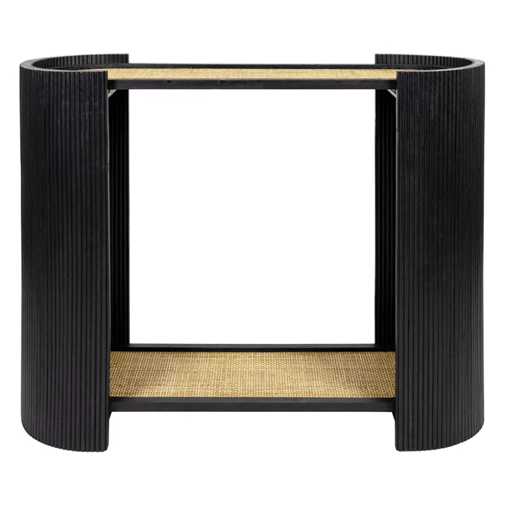 Console 2 niveaux en rotin et bambou noir - Saori