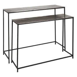 Console gigogne (x2) en fer argenté - Felia