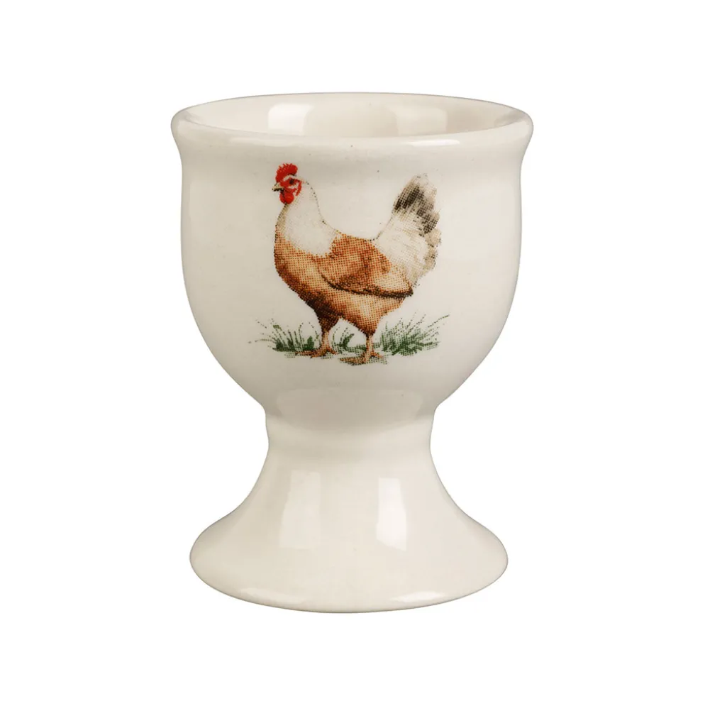 Coquetier poule en faïence blanc cassé - Collection