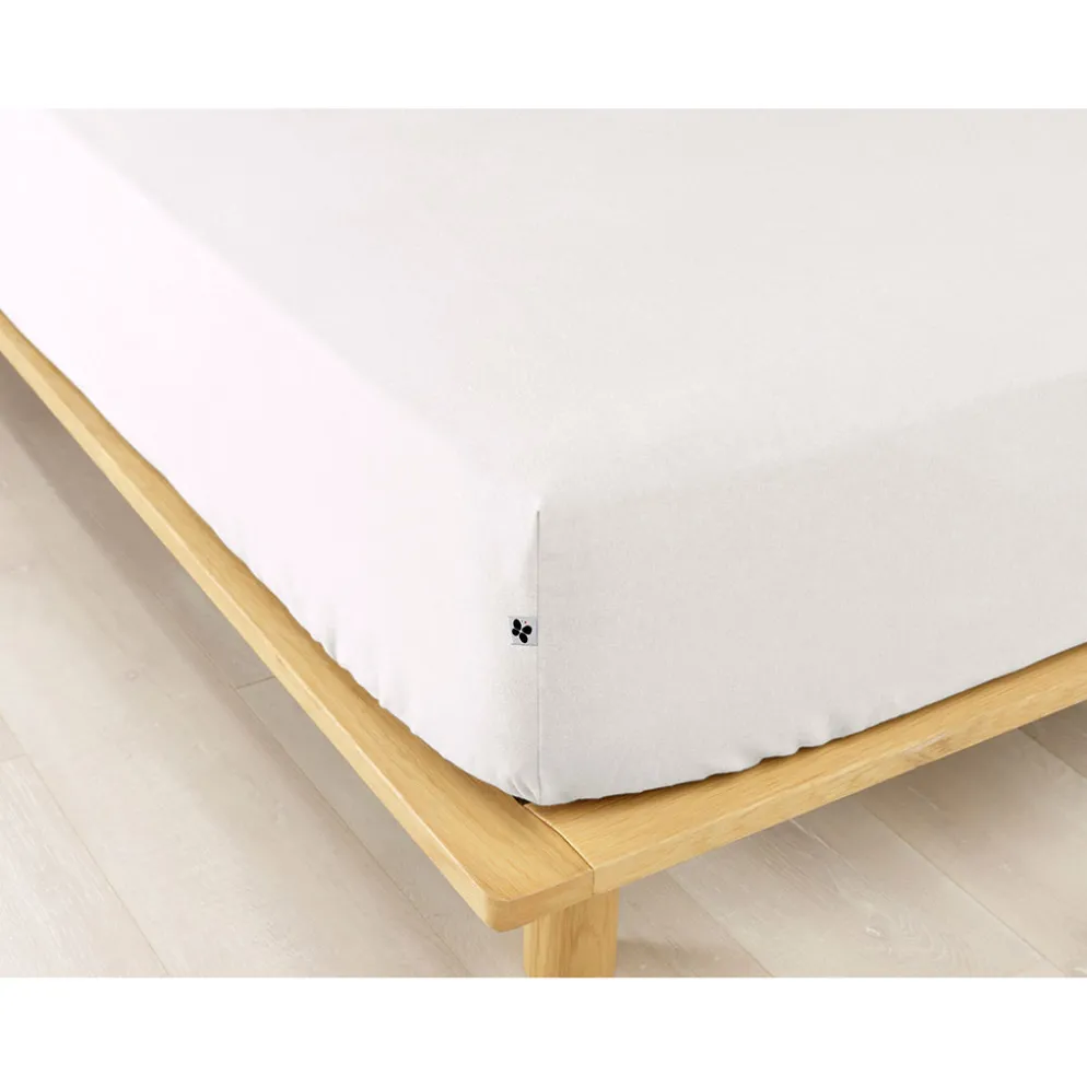 Drap housse en flanelle de coton neige 140x190cm - Candice