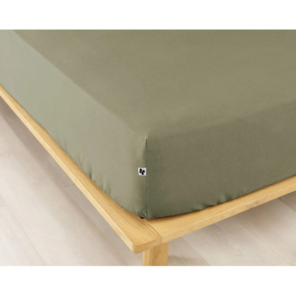 Drap housse en flanelle romarin 160x200cm - Candice