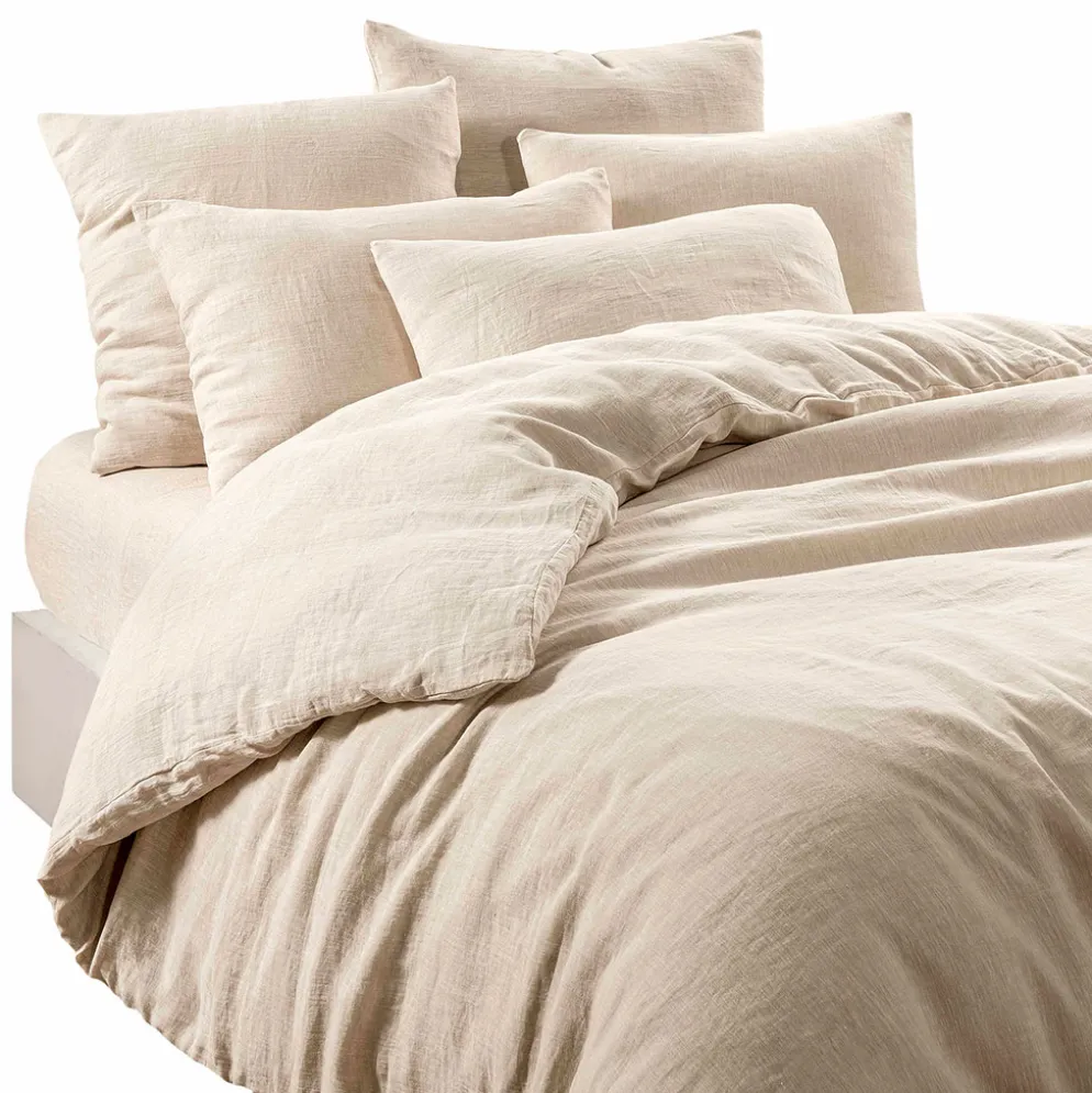 Drap housse en lin et coton naturel 140x200cm - Limy