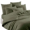 Drap housse en lin et coton kaki 140x200cm - Limy