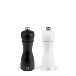 Duo moulin a poivre et sel tahiti blanc et noir mat 15cm