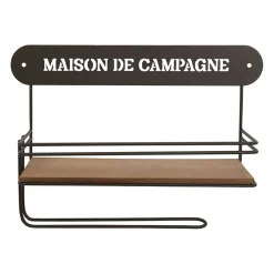 Etagère murale avec dévodoir en fer brun et sapin - Maison De Campa