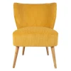 Fauteuil en velours côtelé moutarde - Eleonor