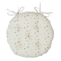 Galette chaise ronde p'tite fleur naturel d40cm en coton