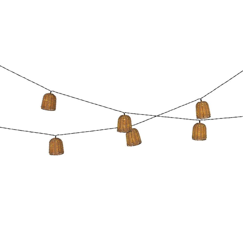 Guirlande solaire 8 LED en résine tréssée blanc chaud L210cm