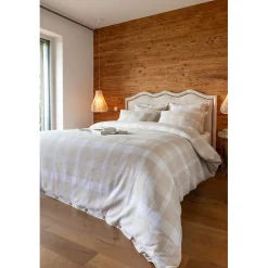 Housse de couette en flanelle de coton beige 240x220cm - Hector