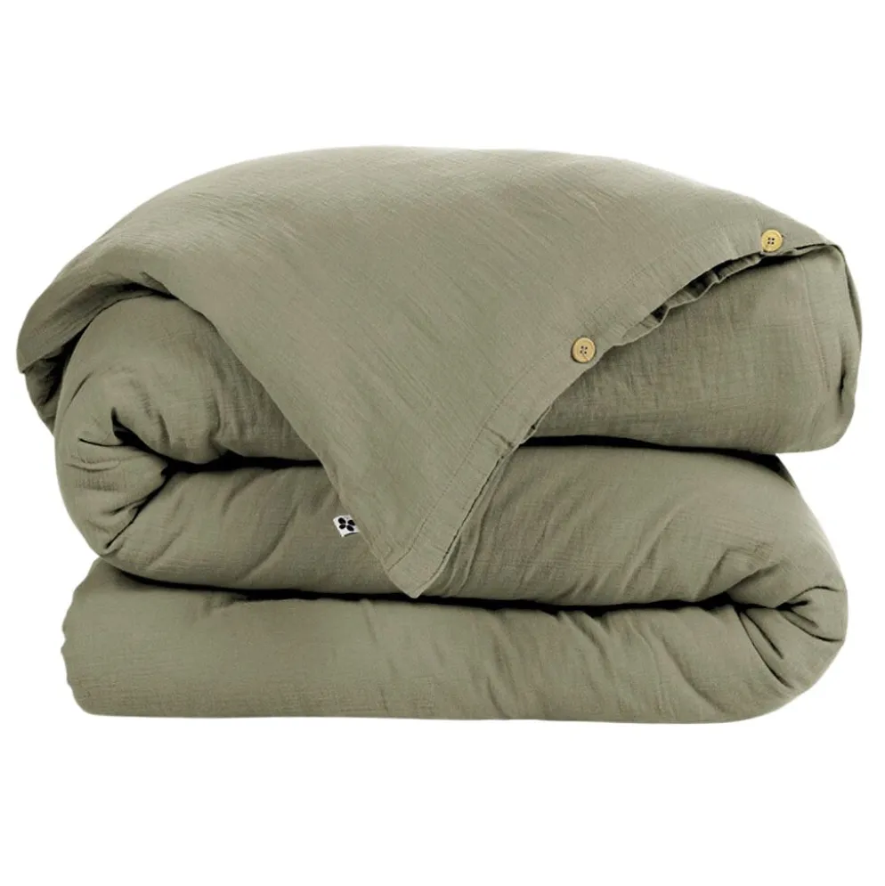 Housse de couette romarin en gaze de coton 240x220cm - Gaia