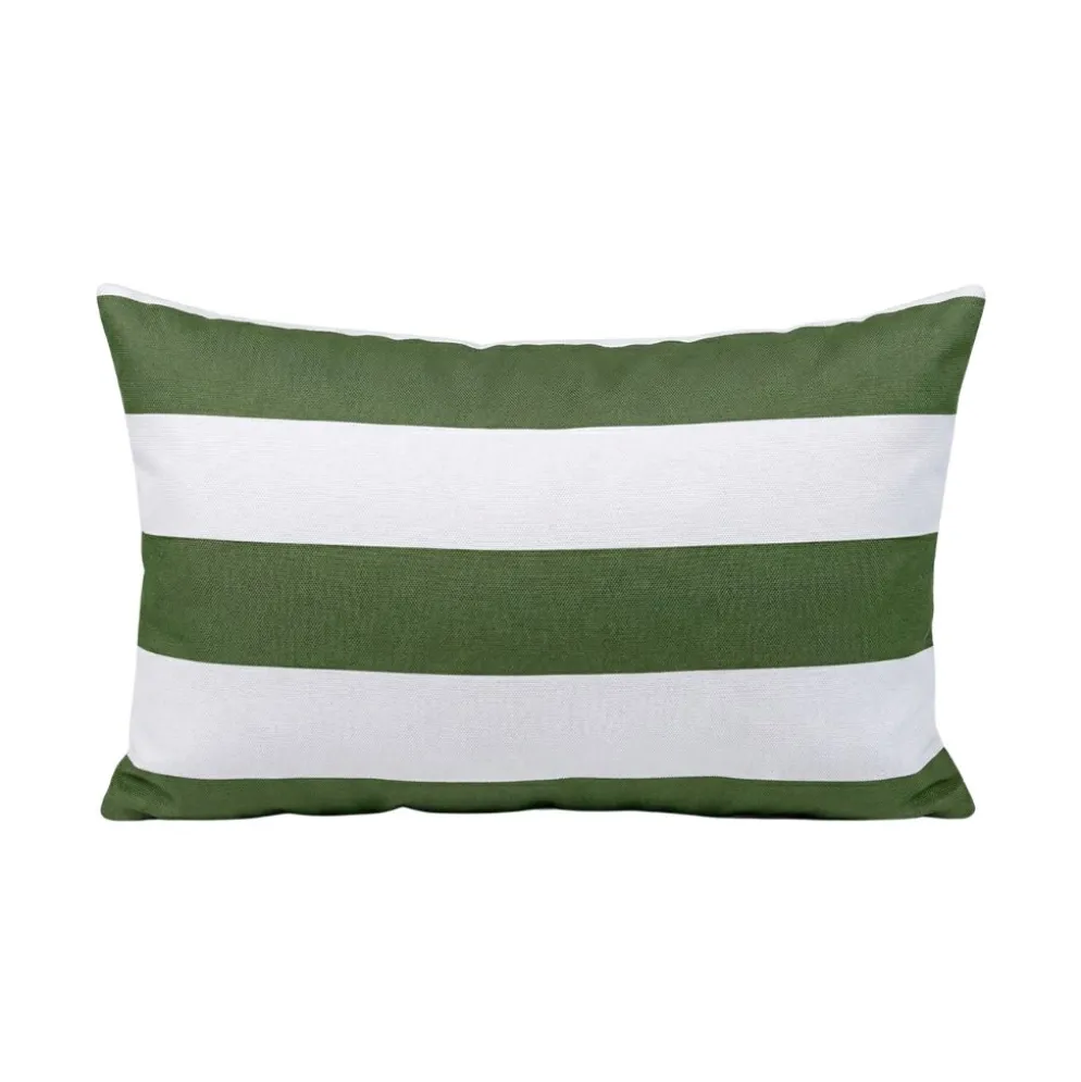 Housse de coussin d'extérieur rayée kaki 40x60cm - Riviera