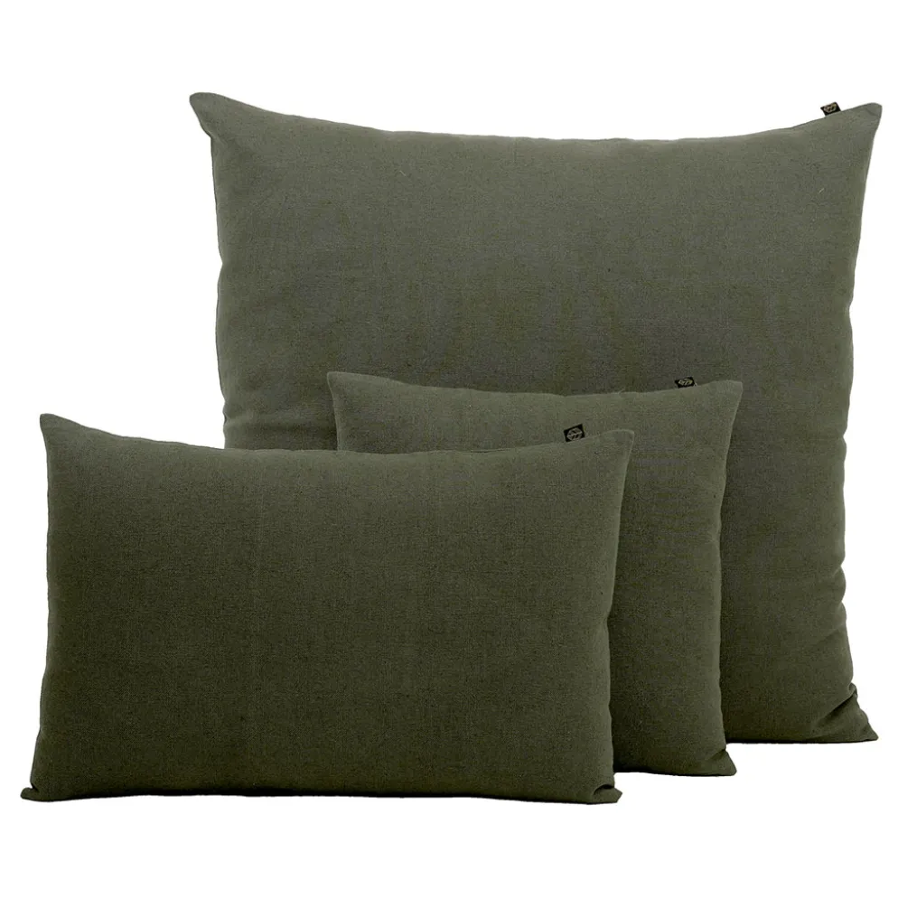 Housse de coussin en lin et coton kaki 80x80cm - Figari