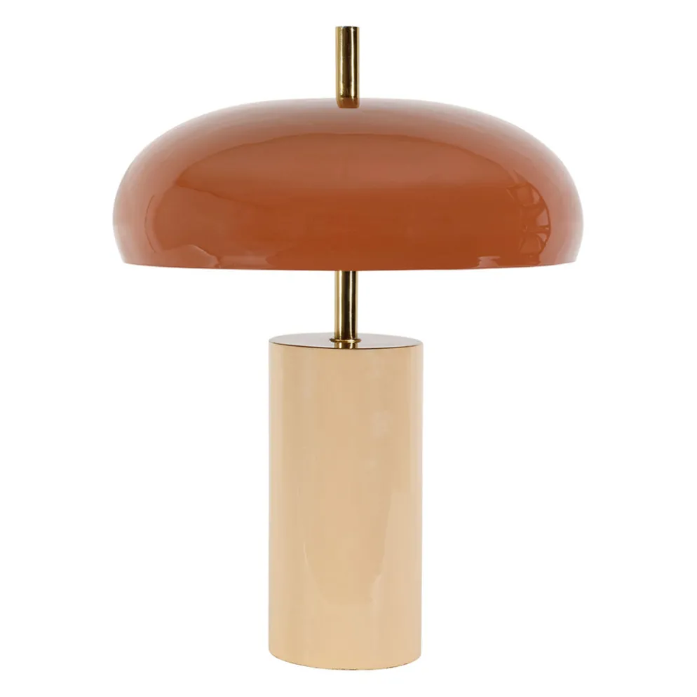 Lampe champignon en fer beige et terracotta h40cm E14x2 - Arty