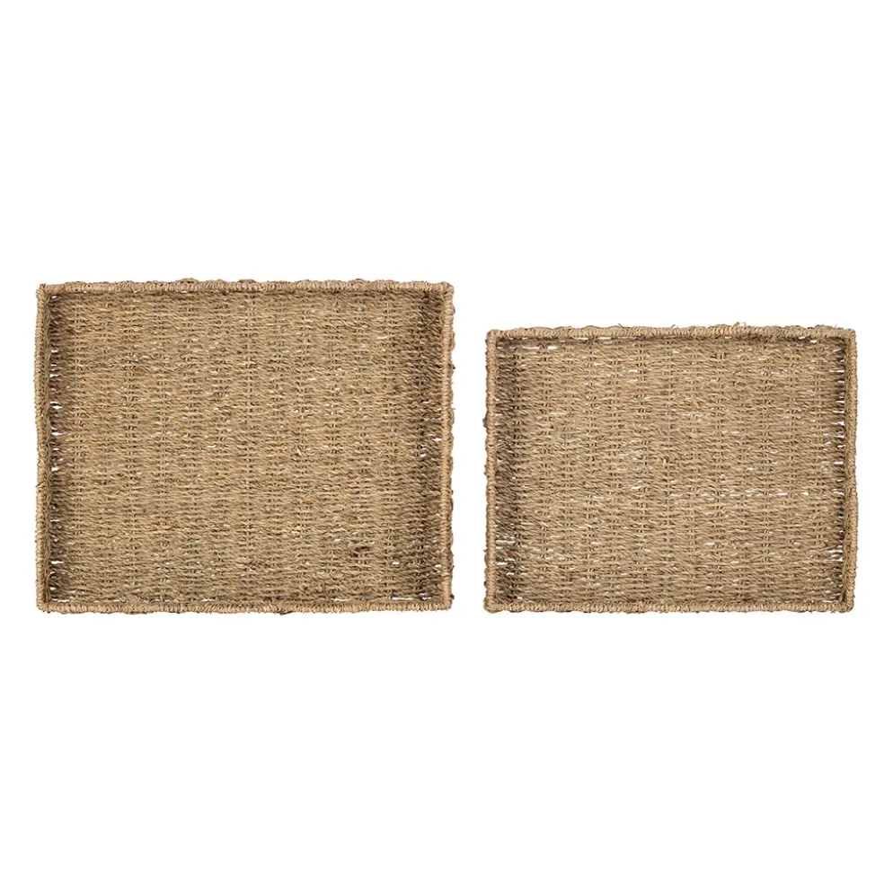 Lot de 2 plateaux en jonc de mer naturel - Chaumière