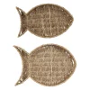 Lot de 2 plateaux poisson en jonc de mer et fer - borneo