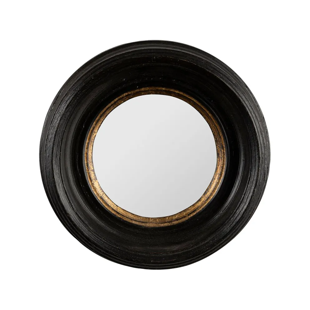Miroir rond oeil de sorciere noir et doré d16cm - Aureol