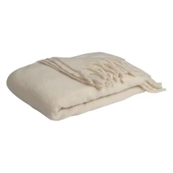 Plaid avec franges en tissu beige 170x130cm - Klosen