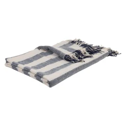 Plaid en tissu rayé bleu et écru 170x130cm - Medi