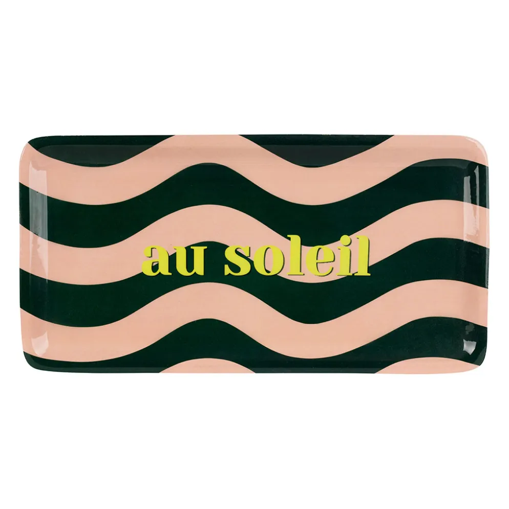 Plateau "Au soleil" en fer émeraude et pêche 30x15cm - Solencia