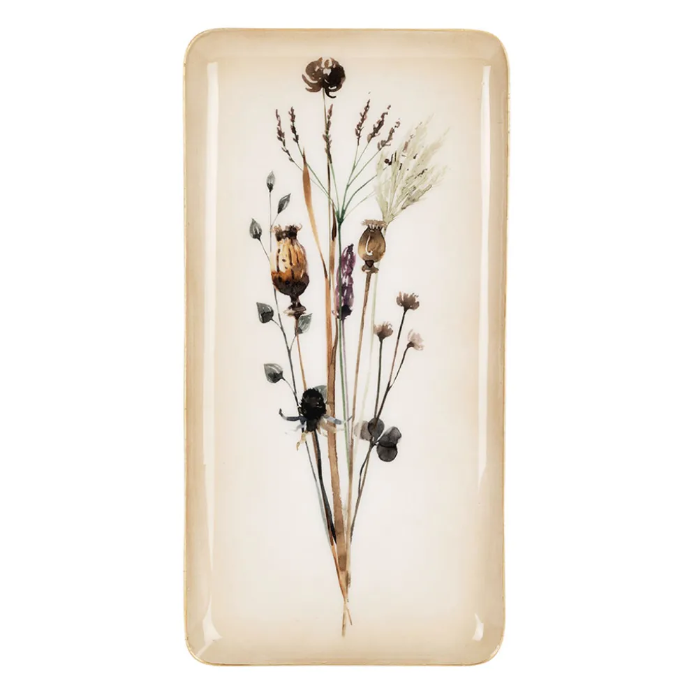 Plateau fleur en fer multicolore 15.5x30.5cm - Floral