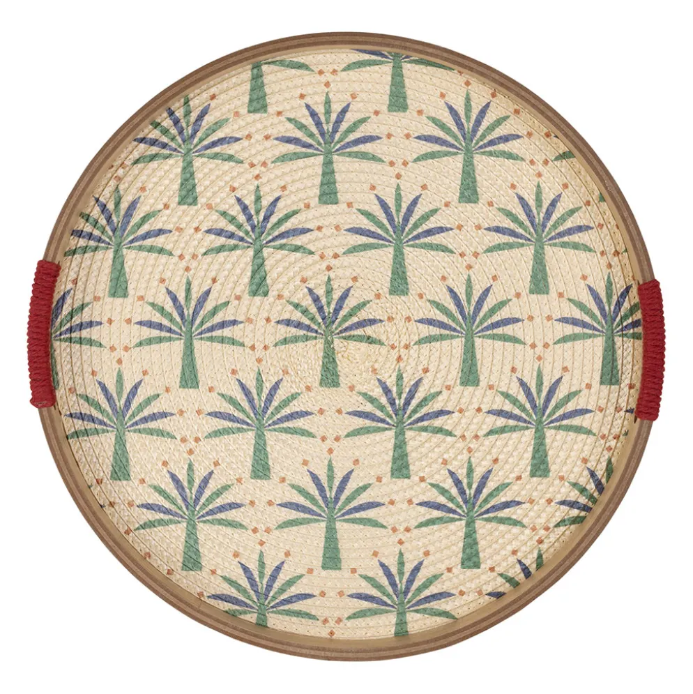 Plateau rond en panneau de bois multicolore d35cm - Mocoa