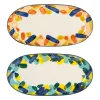 Plats ovales x2 multicolore en grès - belle vie