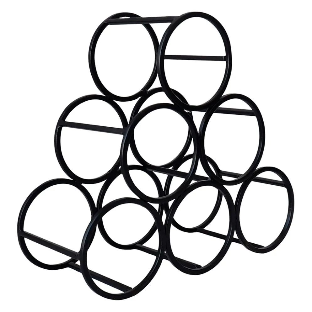 Porte 6 bouteilles en fer noir 31xh28cm - Campagne