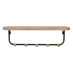 Porte manteau avec étagère en fer noir et bois - Atelier