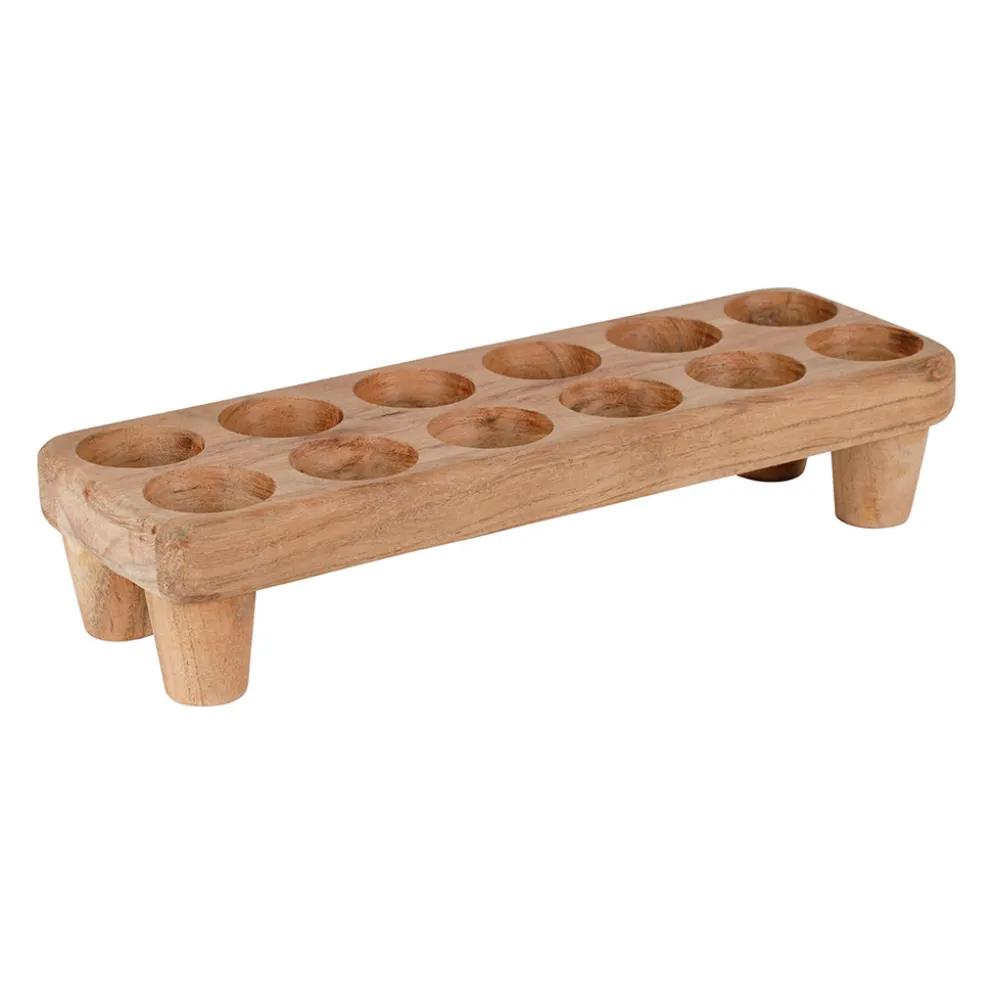 Porte-œufs 12 socles en acacia 30x10cm - Dalbert