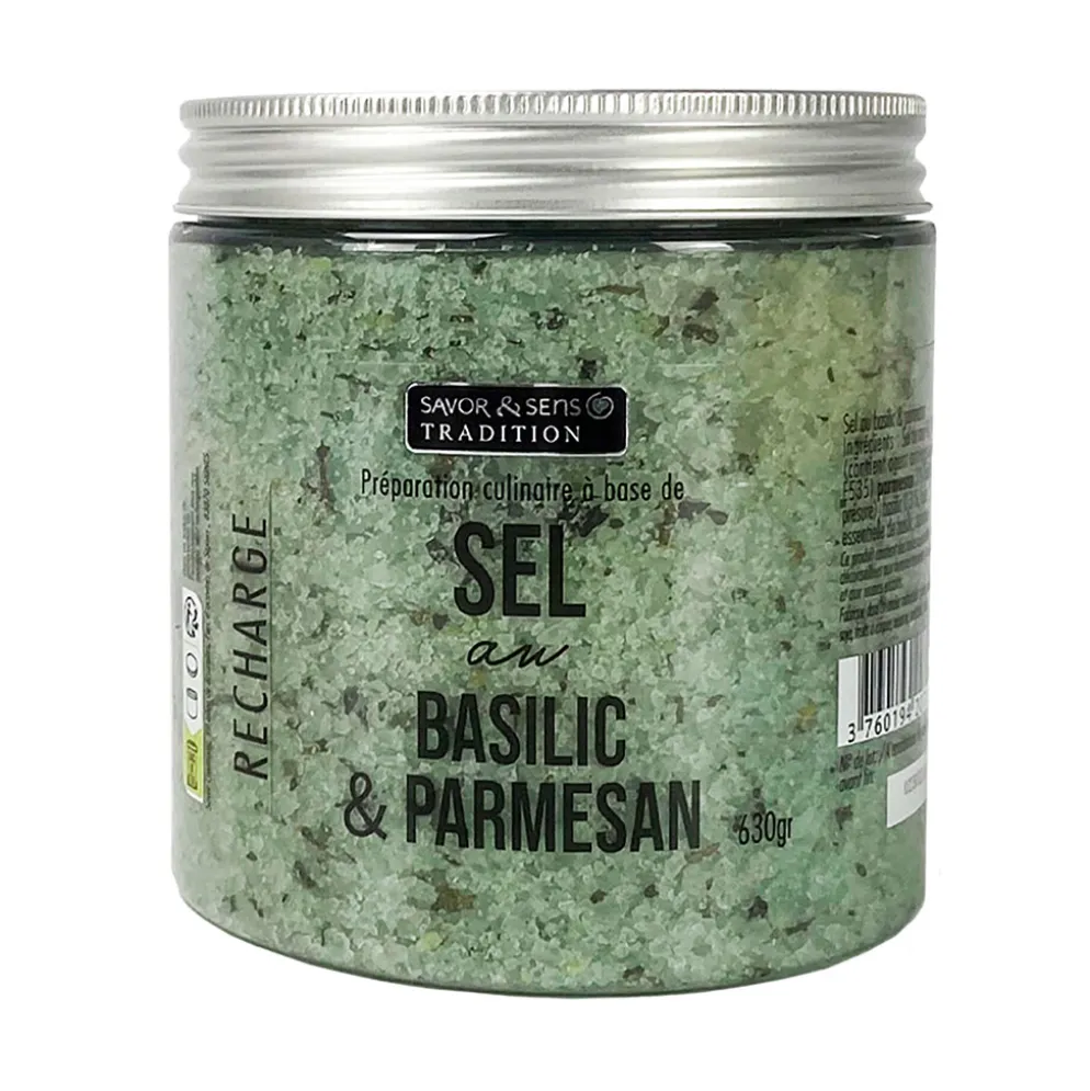 Recharge de sel de mer parmesan et basilic 600gr