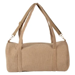 Sac weekend en tissu côtelé beige - Bowling