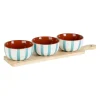 Service apéritif 3 bols en grès turquoise - Alaria